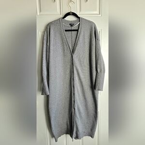 Torrid Long Gray Button-Up Cardigan Duster, Plus Size 1, 1X, US 14 - 16
